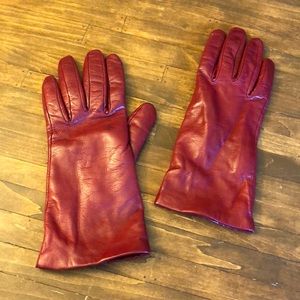 Nordstrom Cashmere Lined Leather Gloves Red Size 6,5